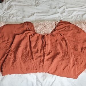 silence + noise Rust Orange Cropped Peasant Top